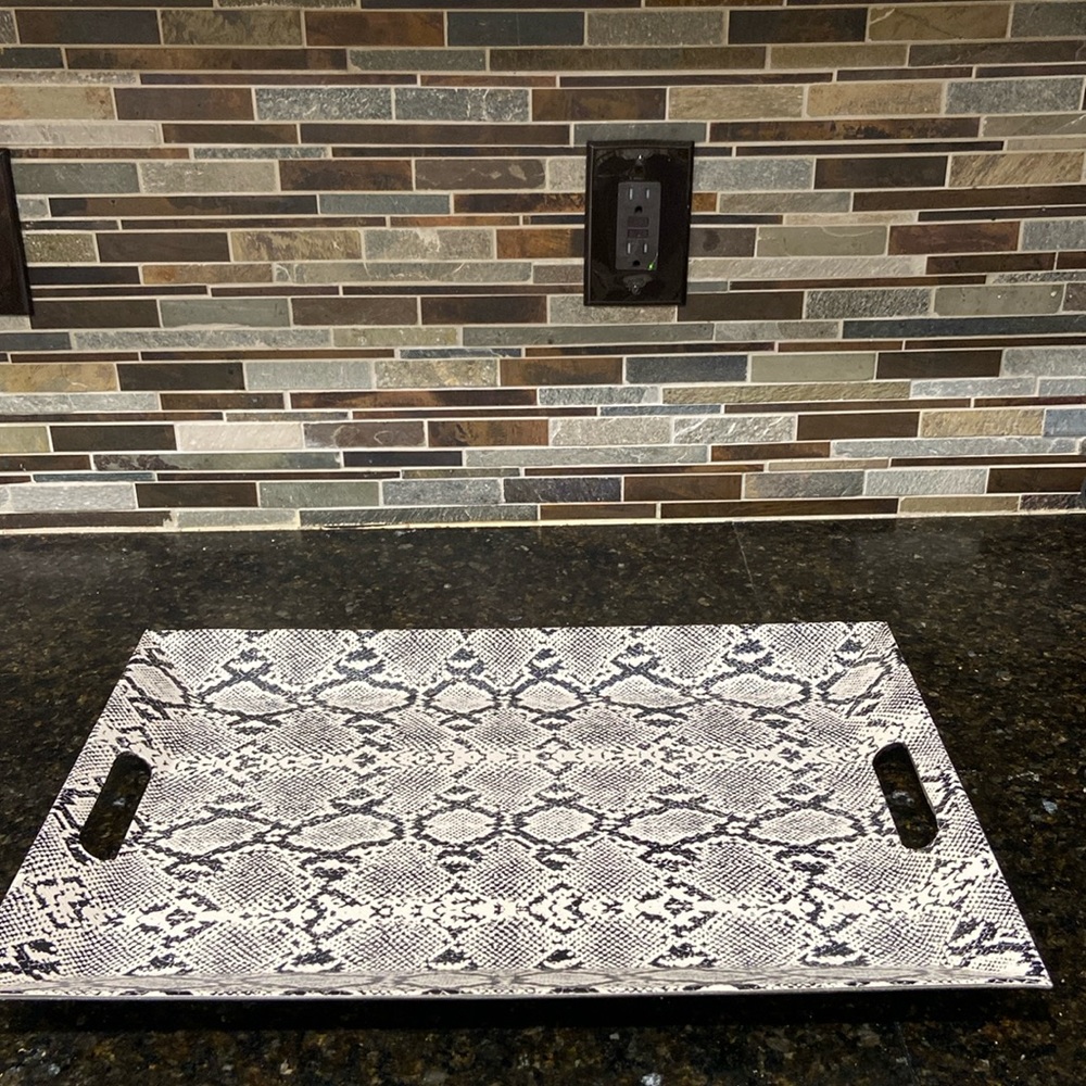 Faux Leather Snake-Print Tray